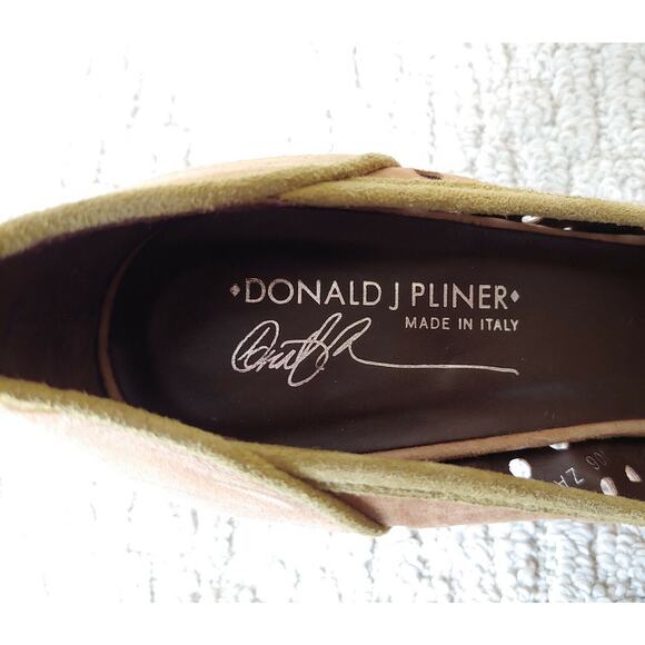 Donald J Pliner Zazas Open Toe Dress Pumps Brown Green 9 Heels Shoes Polka Dot - Picture 8 of 9